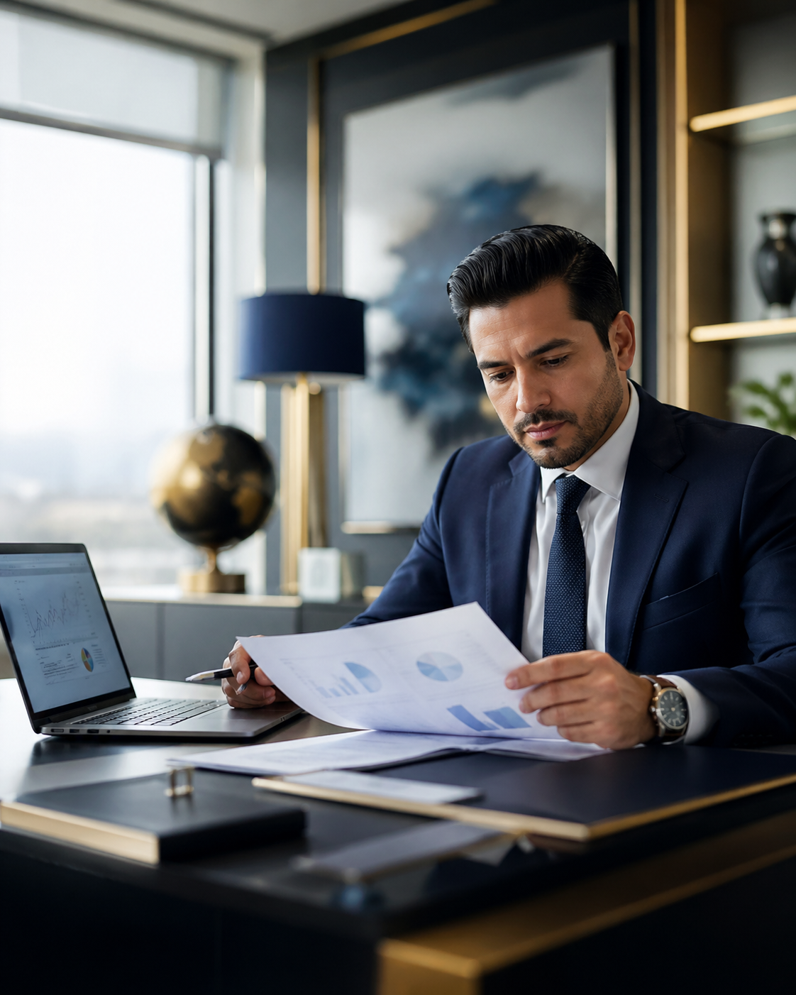 Asesor financiero revisando estrategias de inversión alternativa con respaldo de PIM Perú